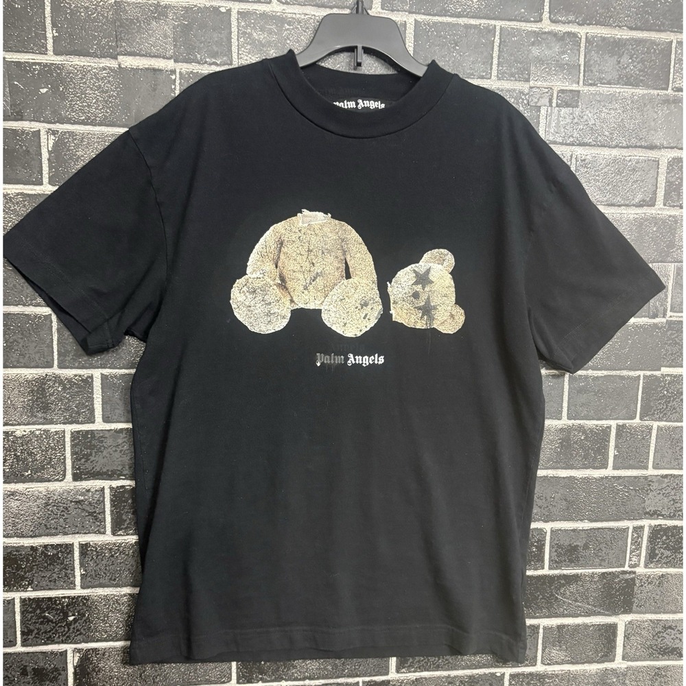 Palm Angels 'Kill Bear' Spray Logo Black T-Shirt Mens Size Medium